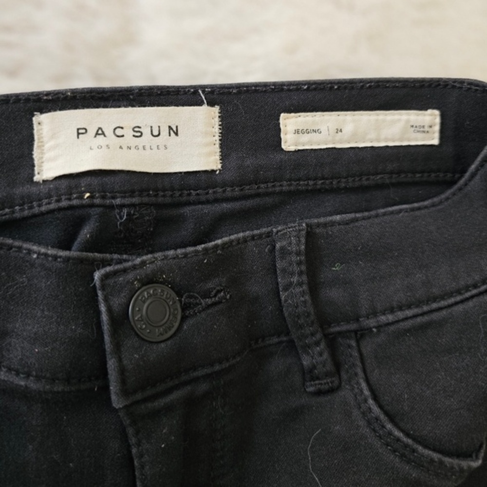 PACSUN Los Angeles Distressed Jegging Size 24 Black - Picture 5 of 6